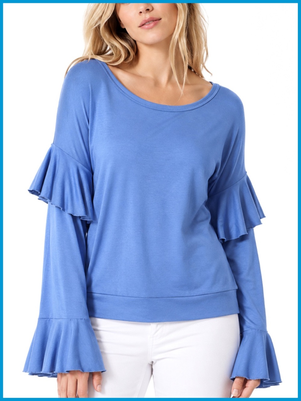 Bailey 44 Blue Long Bell Sleeve Sweatshirt Top